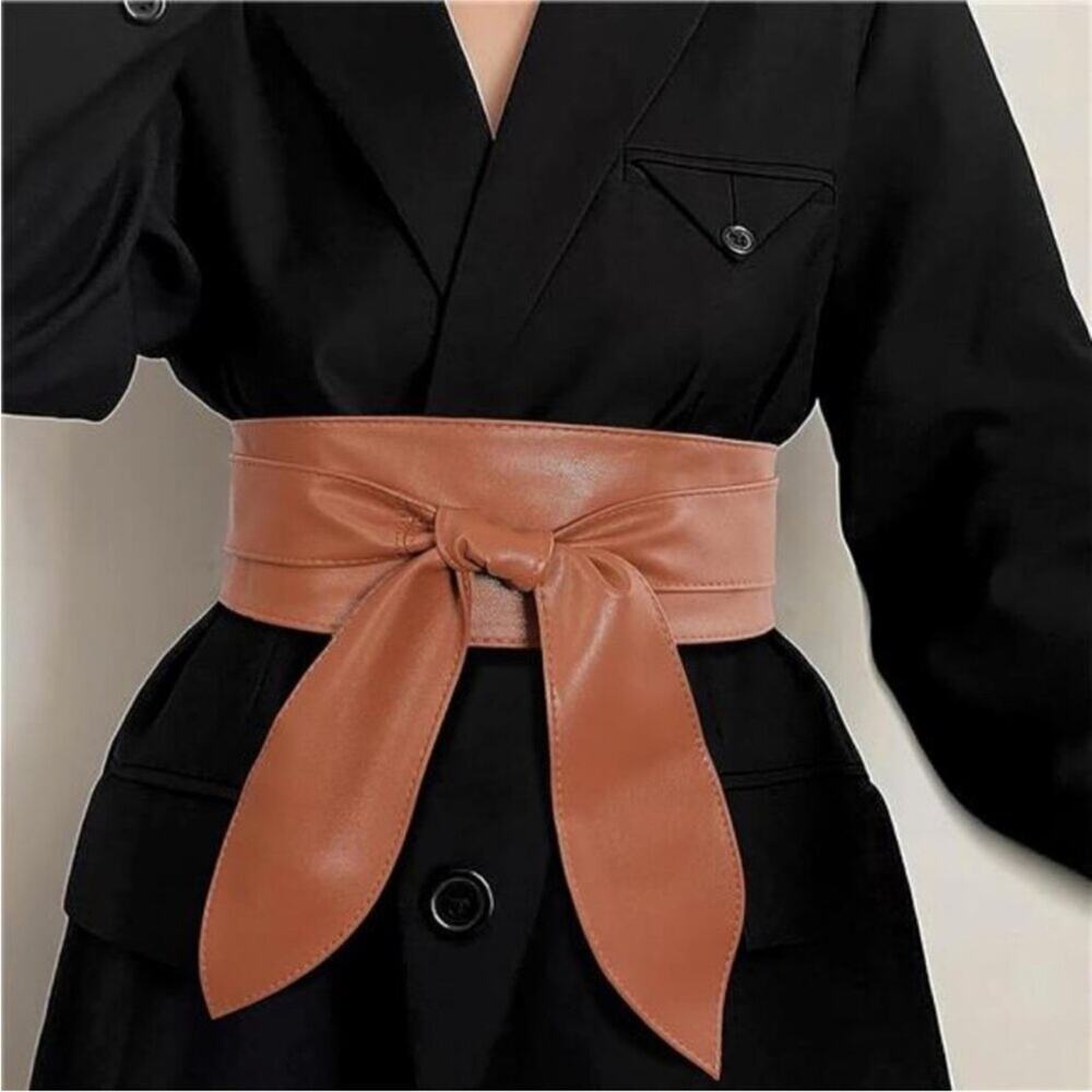 2/$30 Obi Belt Wide Wrap Around Waist Boho Gypsy Self Tie Brown Cinched Corset - Picture 6 of 10